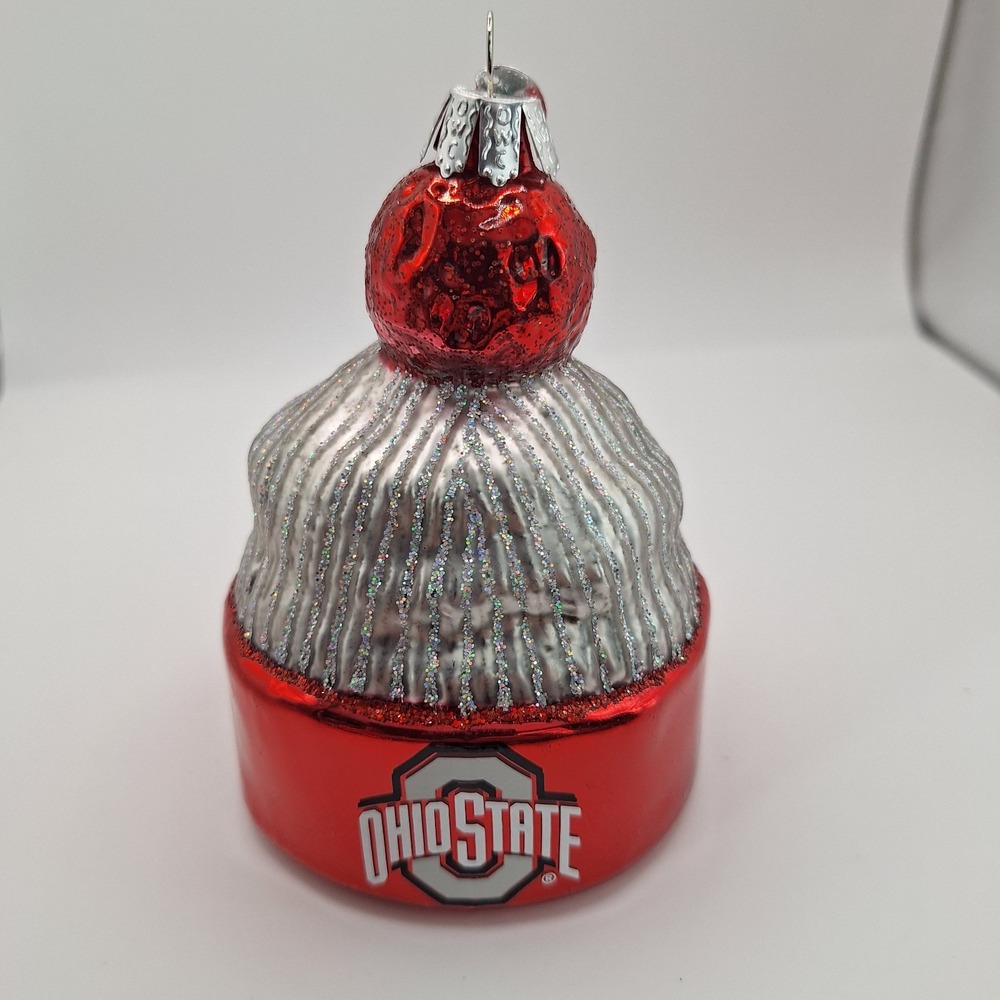 Old World Christmas Ohio State University Beanie Glass Ornament 4 inches